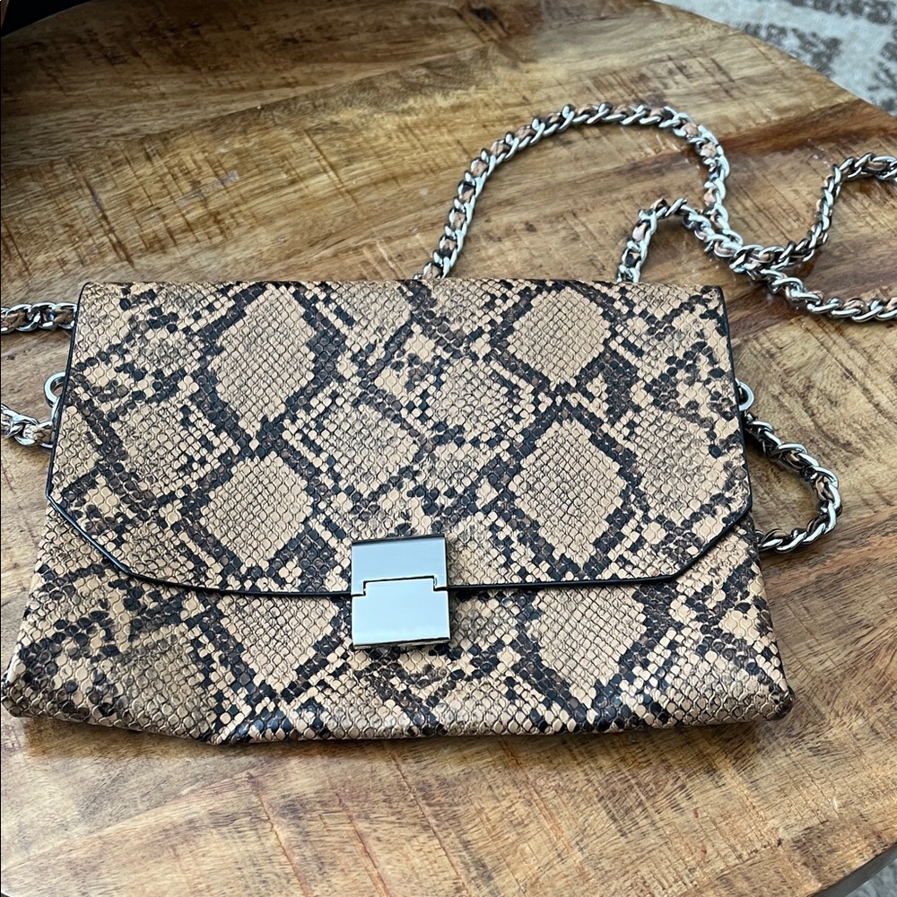 Zara Brown and Black Snakeskin Shoulder Bag
